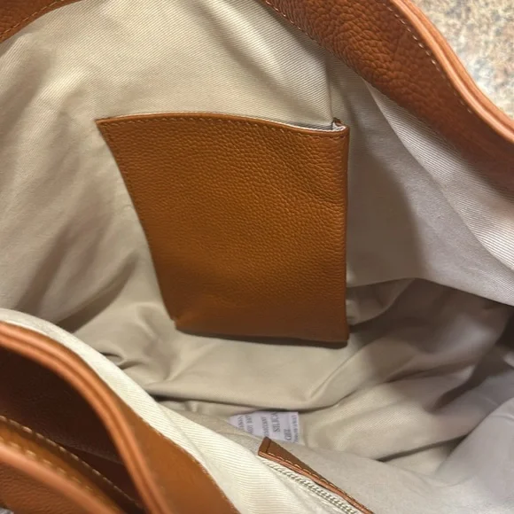 Laggo Taylor Pebbled Purse Cognac  Leather Front Zipper Pocket Shoulder Strap - Picture 10 of 12